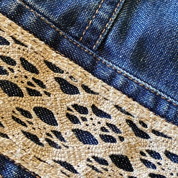 Ann Taylor denim jacket crochet embroidered hem petite small - Picture 13 of 16